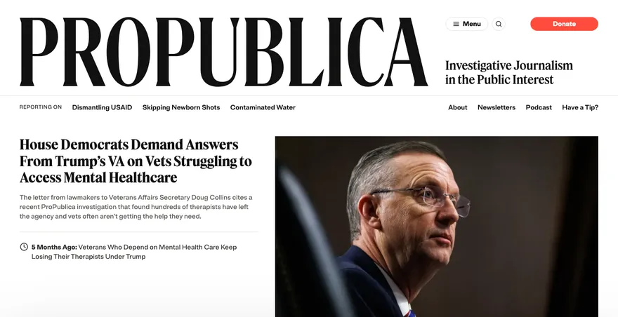 ProPublica 首頁畫面