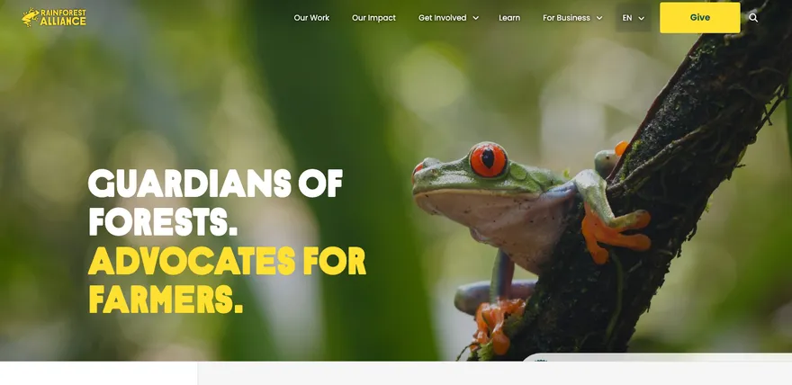 Rainforest Alliance 首頁畫面